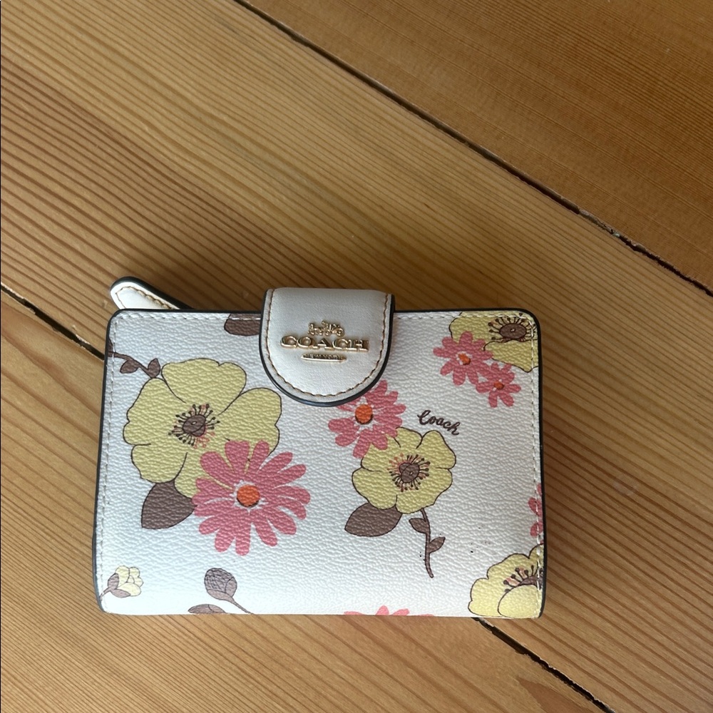 Coach Floral Women's Wallet - Cream, Yellow, and Pink